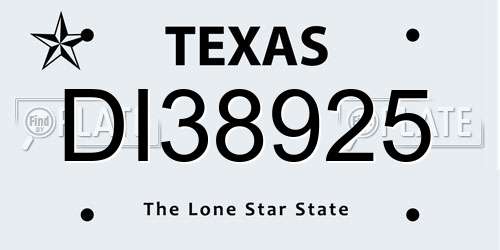 DI38925 Texas License Plate