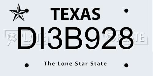 DI3B928 Texas License Plate