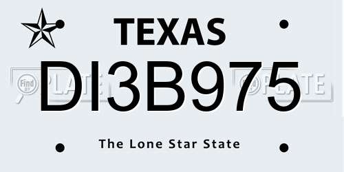 DI3B975 Texas License Plate