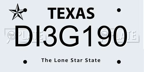 DI3G190 Texas License Plate