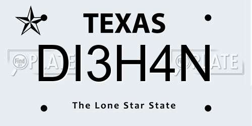 DI3H4N Texas License Plate