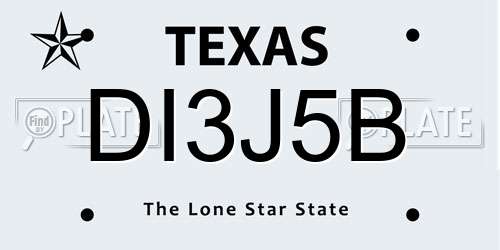 DI3J5B Texas License Plate