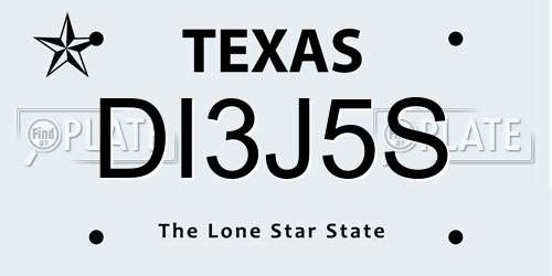 DI3J5S Texas License Plate
