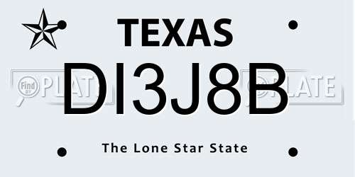 DI3J8B Texas License Plate