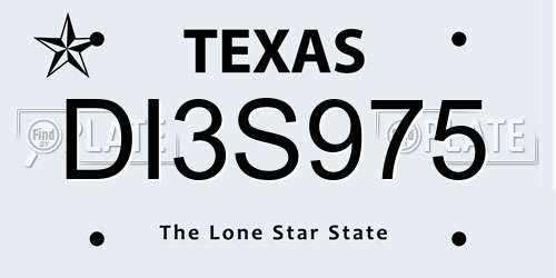 DI3S975 Texas License Plate
