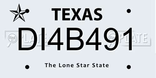DI4B491 Texas License Plate