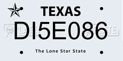 DI5E086 Texas License Plate