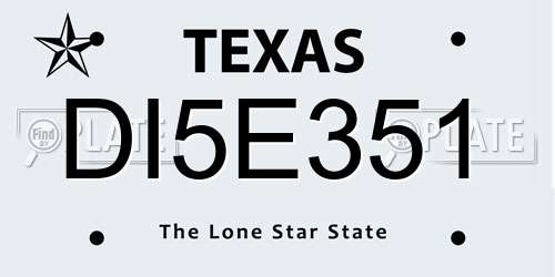 DI5E351 Texas License Plate
