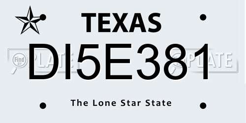 DI5E381 Texas License Plate
