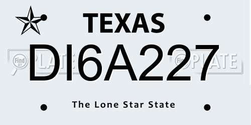 DI6A227 Texas License Plate