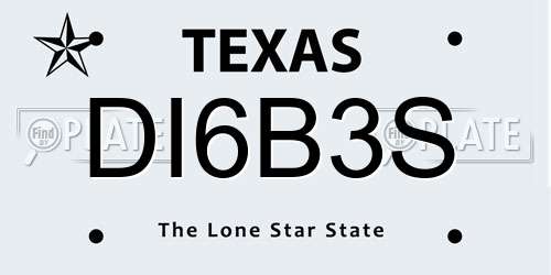 DI6B3S Texas License Plate