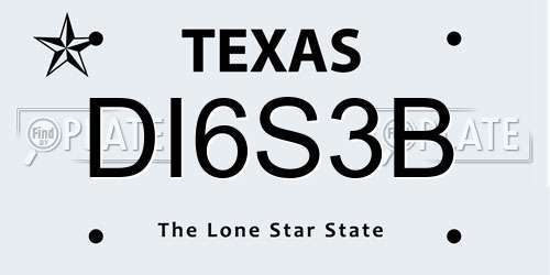 DI6S3B Texas License Plate