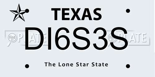 DI6S3S Texas License Plate