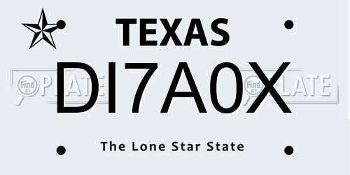 DI7A0X Texas License Plate
