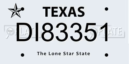 DI83351 Texas License Plate