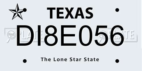 DI8E056 Texas License Plate