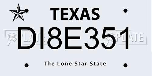 DI8E351 Texas License Plate
