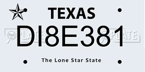 DI8E381 Texas License Plate