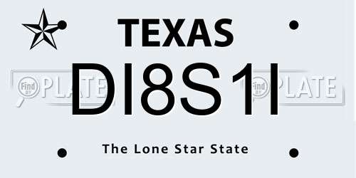 DI8S1I Texas License Plate