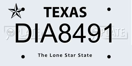 DIA8491 Texas License Plate