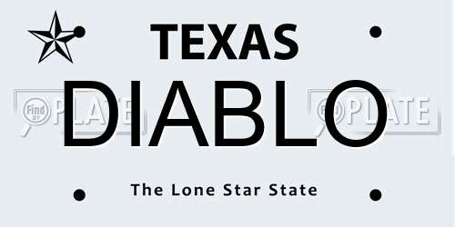 DIABLO Texas License Plate