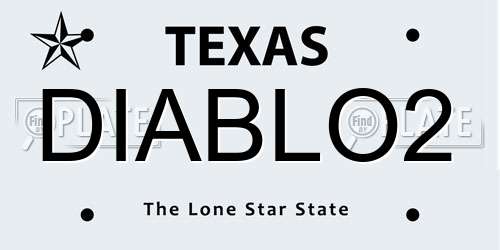 DIABLO2 Texas License Plate