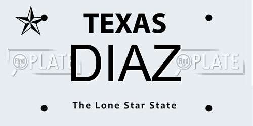 DIAZ Texas License Plate
