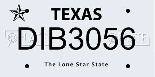 DIB3056 Texas License Plate