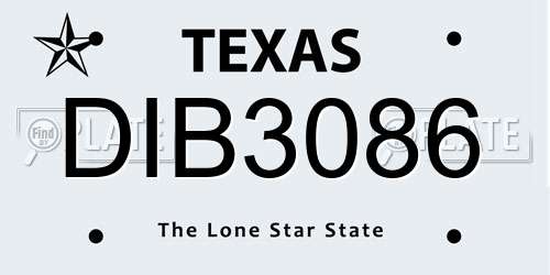DIB3086 Texas License Plate