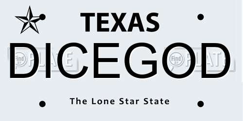 DICEGOD Texas License Plate