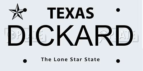 DICKARD Texas License Plate