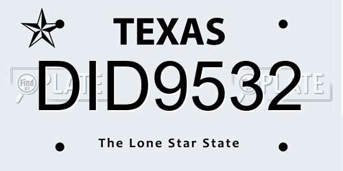 DID9532 Texas License Plate