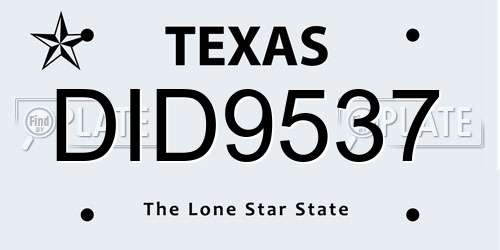 DID9537 Texas License Plate
