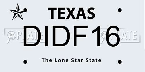 DIDF16 Texas License Plate