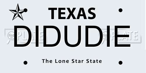 DIDUDIE Texas License Plate