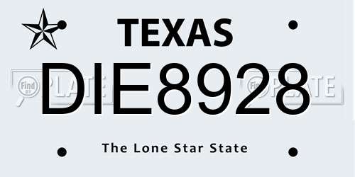 DIE8928 Texas License Plate
