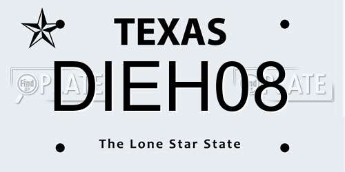 DIEH08 Texas License Plate