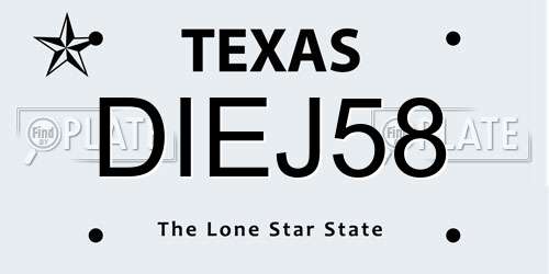 DIEJ58 Texas License Plate