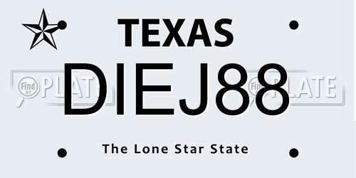 DIEJ88 Texas License Plate