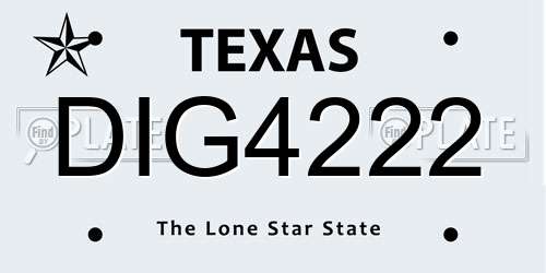 DIG4222 Texas License Plate