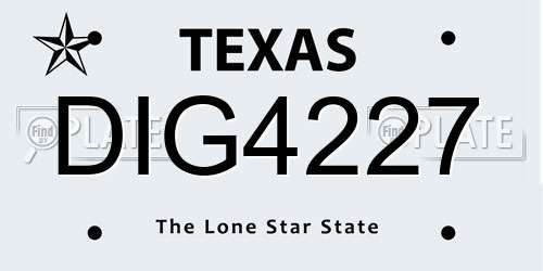 DIG4227 Texas License Plate