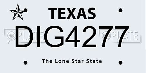 DIG4277 Texas License Plate
