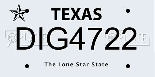 DIG4722 Texas License Plate