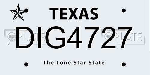 DIG4727 Texas License Plate