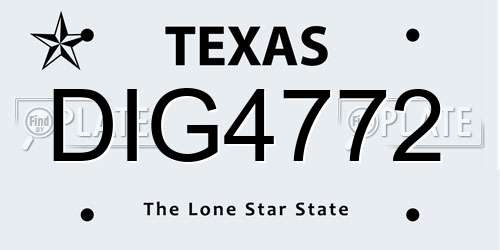 DIG4772 Texas License Plate