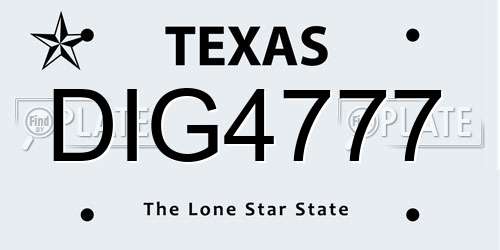 DIG4777 Texas License Plate