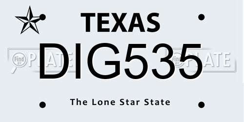 DIG535 Texas License Plate
