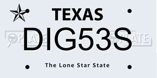 DIG53S Texas License Plate