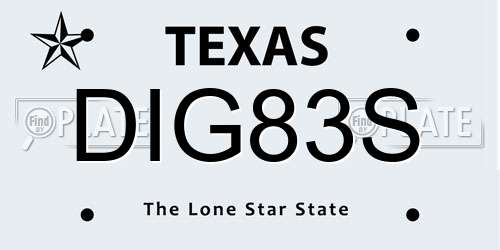 DIG83S Texas License Plate