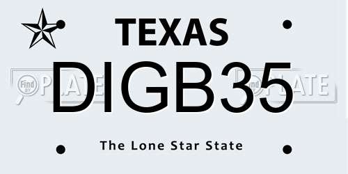DIGB35 Texas License Plate